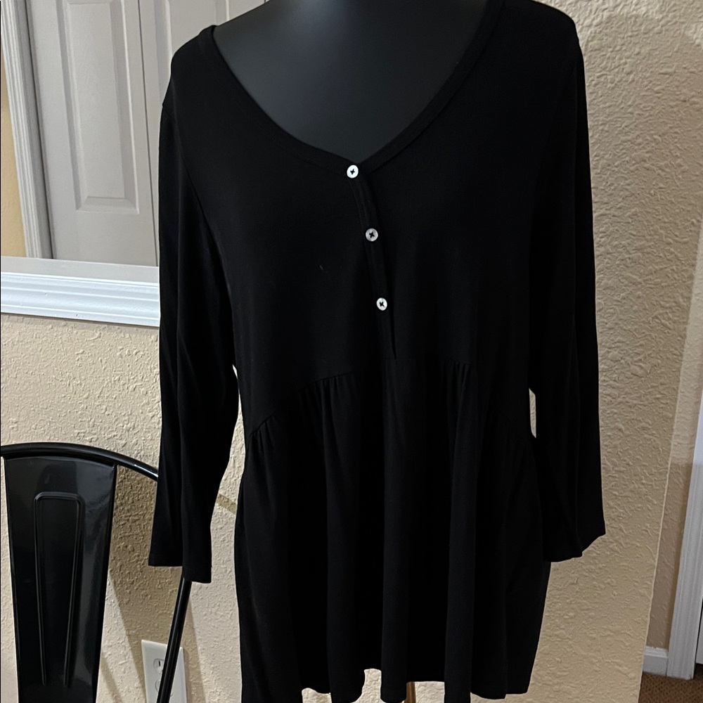 Black Button-Front Women's Top